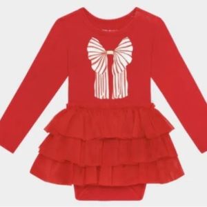 NWT Posh Peanut holiday Candy Cane Bow twirl Tutu Dress, size 0-3 months
